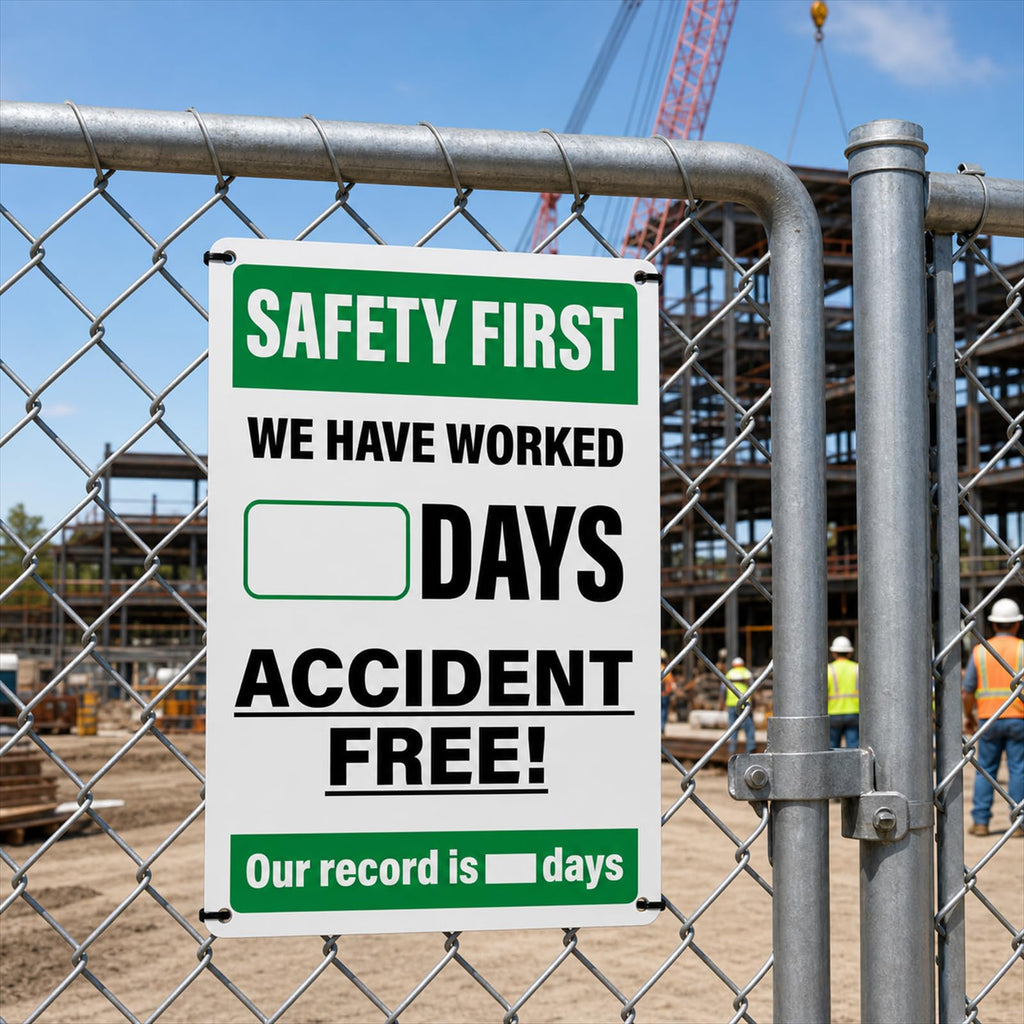 2 Pack Safety First Accident Free Days Aluminum Wall Signs 12×8 in
