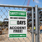 2 Pack Safety First Accident Free Days Aluminum Wall Signs 12×8 in