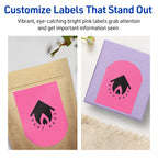 Avery® Printable Arched Labels, Sure Feed® Technology, 4-3/4" x 3-1/2", Bright Pink Labels, Print-to-The-Edge, Laser/Inkjet Printable, 80 Total, Great for Shipping and Wine Bottles 80 labels