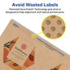 Avery® Kraft Brown Hexagon Labels, Sure Feed® Technology, 2-1/2" x 2-57/64", 150 Kraft Brown Labels, Print-to-The-Edge, Laser/Inkjet Printable 150 labels