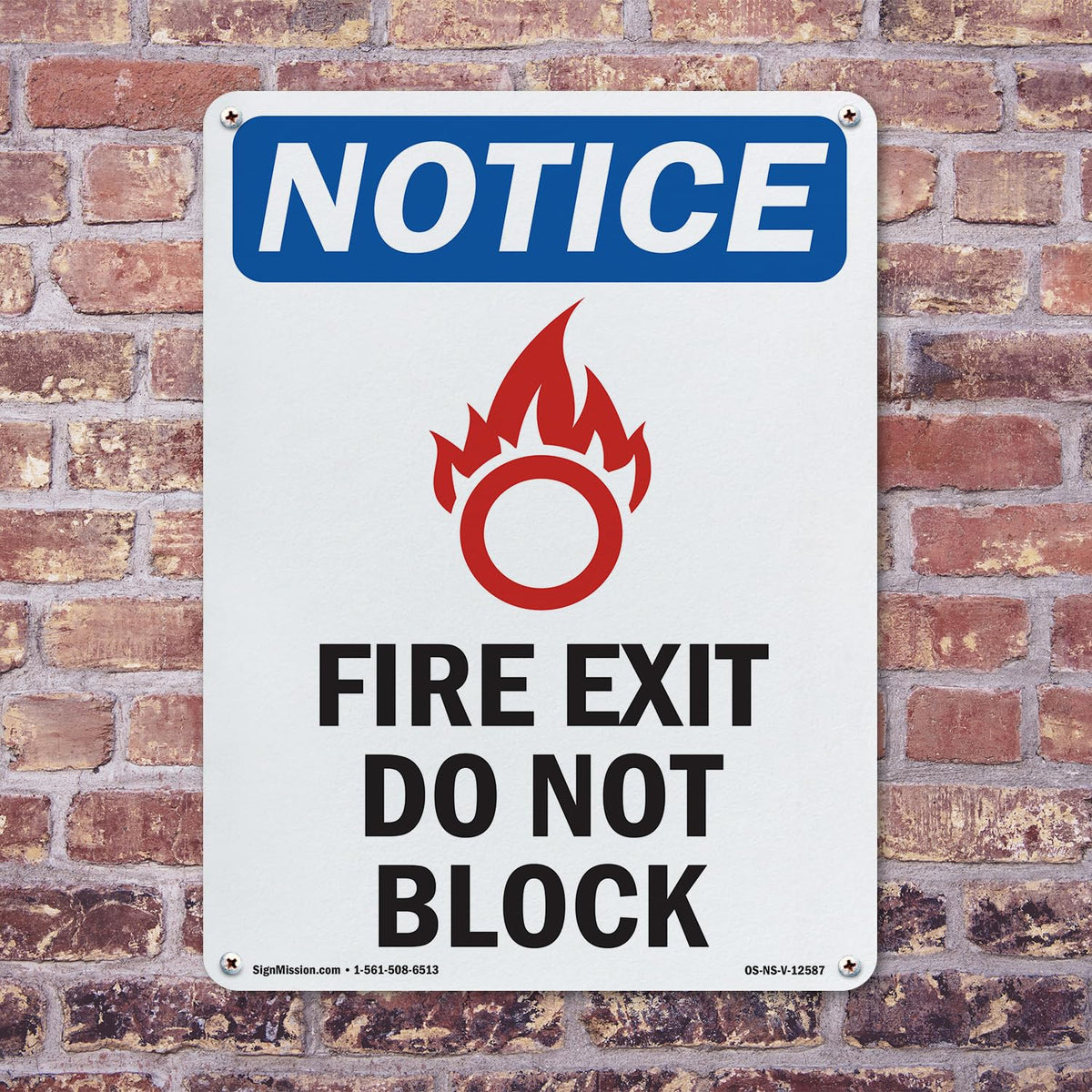 Fire Exit Do Not Block OSHA Notice Rigid Plastic Sign 10 Inch x 7 Inch - 5 Pack 5 Pack of 10" x 7"
