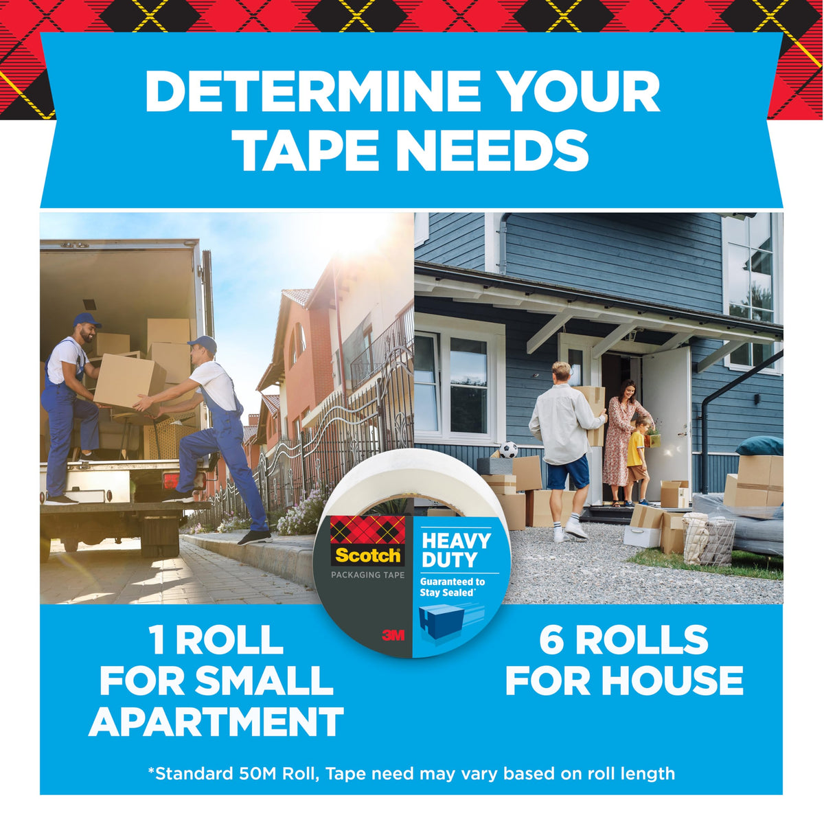 Bundle of Scotch Heavy Duty Packaging Tape, 1.88" x 54.6 yd, Designed for Packing, Shipping and Mailing, 3" Core, 6 Rolls + Scotch Magic Tape, 3 Dispensered Rolls, Clear Tape, 3/4 x 300 Inches Heavy Duty Tape + Magic Tape