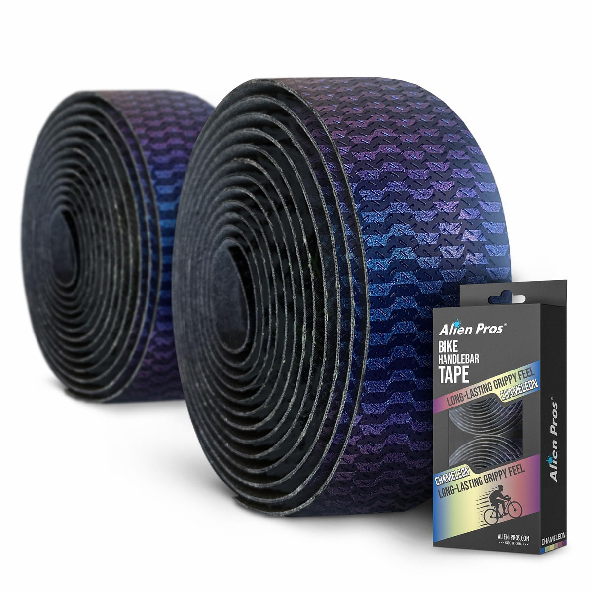 ALIEN PROS Set of 4 Blue & Silver Chameleon Bike Handlebar Tape - Elevate Your Ride with Stylish, Comfortable, and Color-Shifting PU Tape for Enhanced Grip with These Bicycle Handle bar Tape