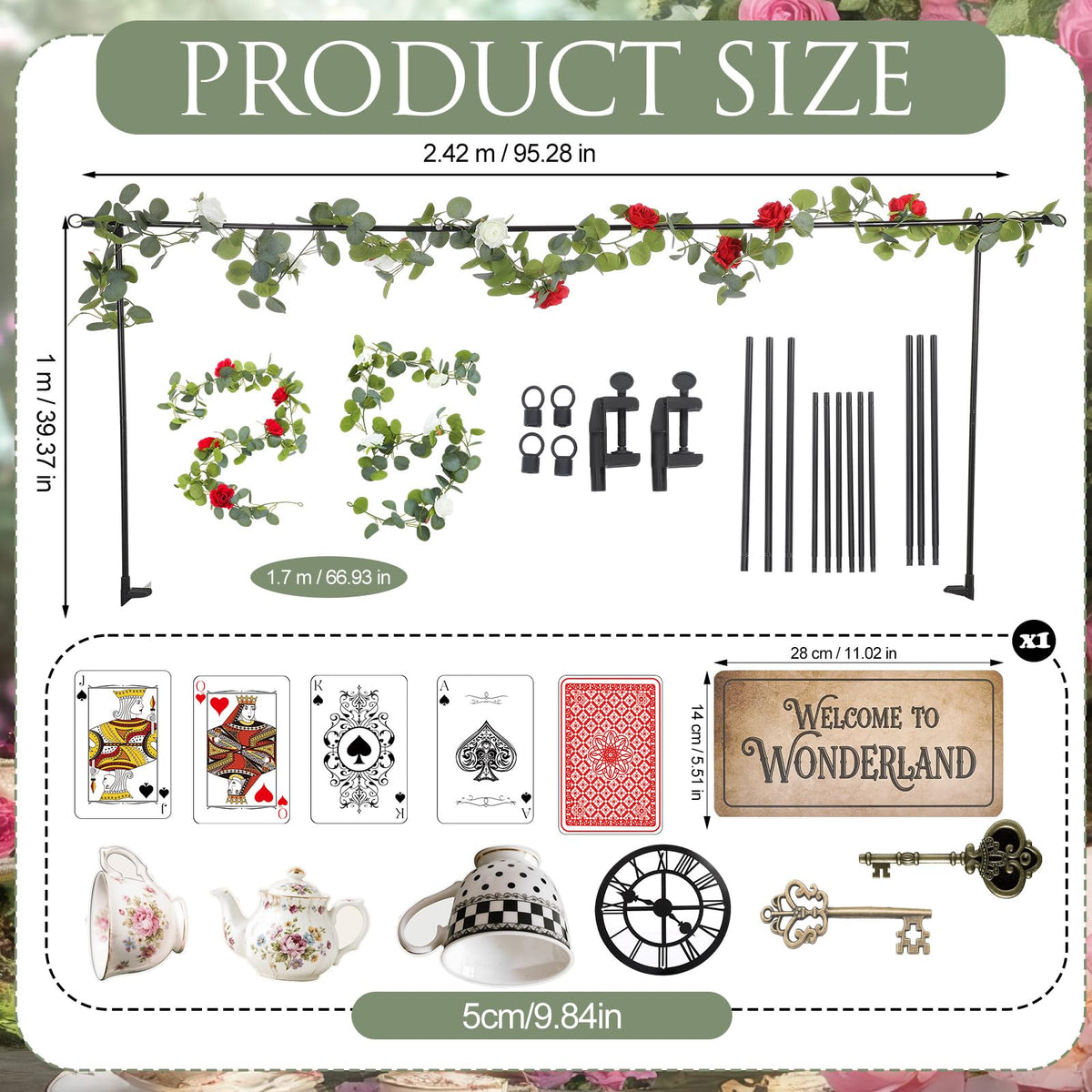 Yinkin 14 Set Wonderland Tea Party Decor Wonderland Photo Backdrop Ornament