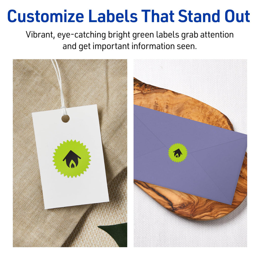 Avery Printable Starburst Labels, Sure Feed Technology, 1", Bright Green Labels, Print-to-the-Edge, Laser/Inkjet, 960 Total, Great for Mailing Seals and Planner Stickers 960 labels