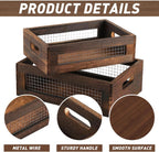Wooden Crates Storage Boxes Rectangular Wood Craft Basket