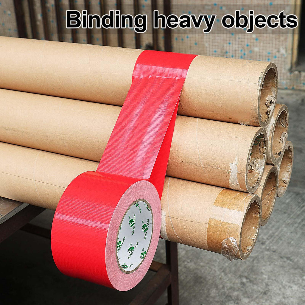 BOMEI PACK 3 Inch Red Duct Tape Waterproof,Heavy Duty,3 Inch x 35 Yards,9 Mil Industrial Grade Yellow Duct,No Residue,Strong,Flexible and All Weather,Professional for Indoor & Outdoor Use