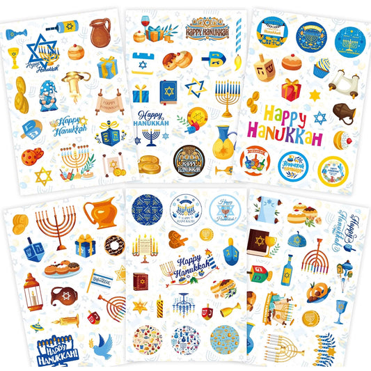 Hanukkah Sticker Label Sticker Candlestick Gift Sticker Happy Chanukah Business Sticker Five Pointed Star Reward Sticker Book,Envelope,Water,Cup Decoration for Hanukkah Jewish Festival