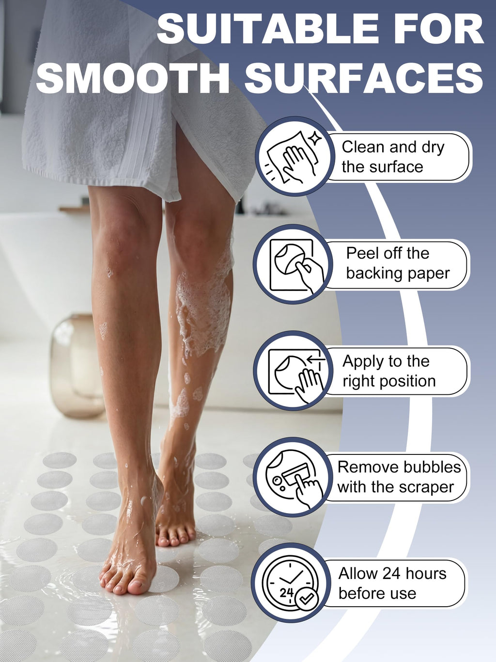 Secopad Round Non Slip Bathtub Stickers with Scraper, 36PCS, Clear 36
