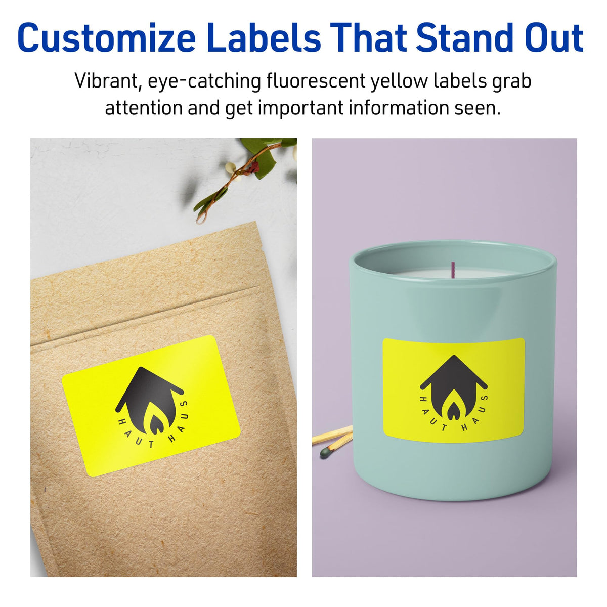 Avery Printable Rectangle Labels, Sure Feed Technology, 2" x 3", Neon Yellow Labels, Print-to-The-Edge, Laser/Inkjet Printable, 320 Total, Great for Mailing and Candles