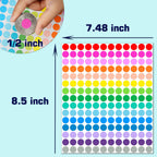 3600 PCS Colored Dot Stickers,1/2" Round Sticker 15 Colors Coding Labels 1/2 Inch