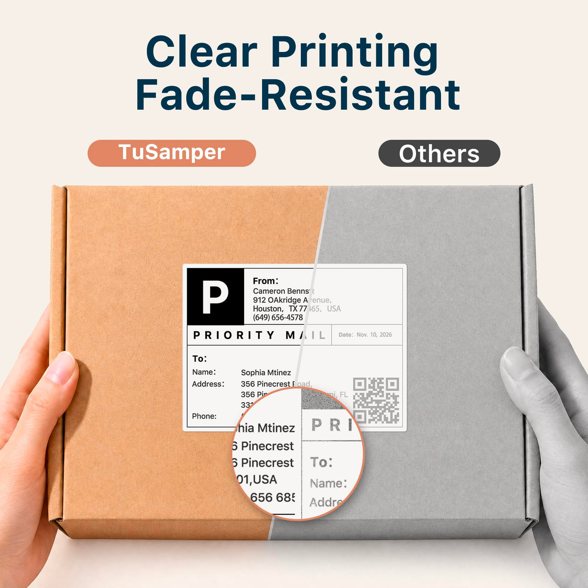 4" x 3" Direct Thermal Labels, White, 500 Labels/Roll