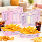 K-pop Theme Paper French Fries Trays, Demon Disposable Paper Food Trays Boat Shape French Fries Containers Party Supplies, 12 Pack