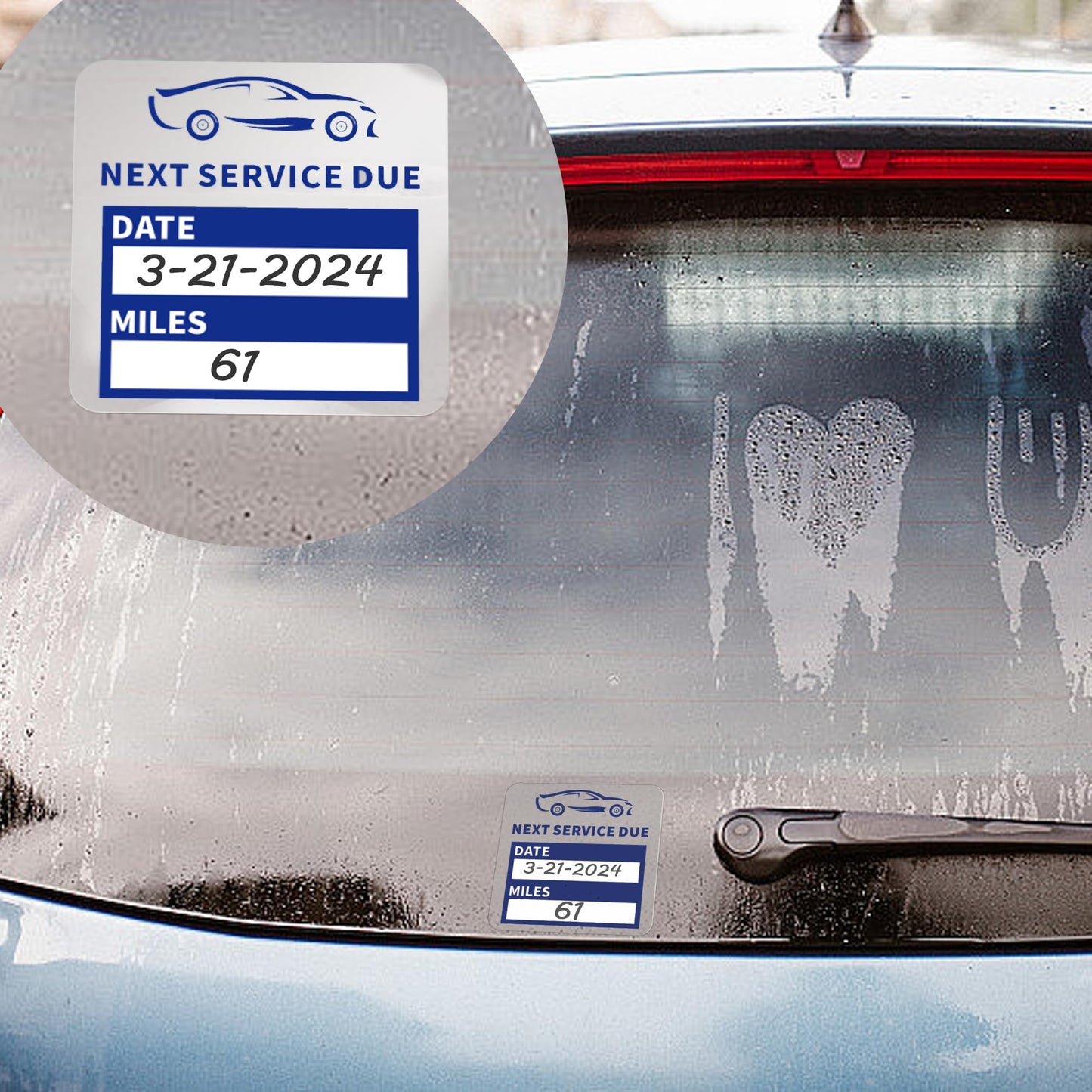 Hybsk 60pcs Clear Oil Change/Service Reminder Stickers 2"x2" Premium Quality Next Service Due Oil Change Stickers