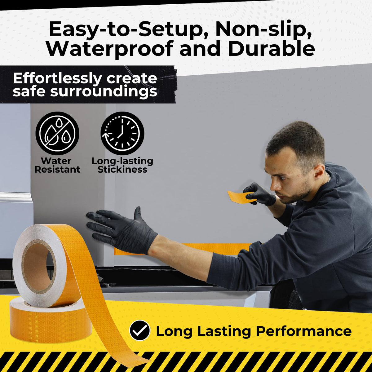 DOT C2 Reflective Tape 2IN x 100 FT - Safety ReflectOutdoor Waterproof Conspicuity Tape - Orange Reflector Tape for Trailers, Vehicles, Boats - Strong Reflective Safety for Caution Warning Signs