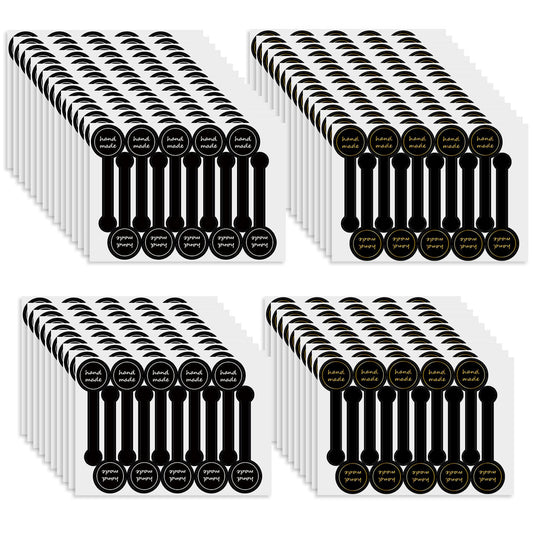 500pcs Handmade Food Baking Seal Stickers, Black Foil Self Adhesive Bakery Stickers, 3.9in Long Strip Tamper-Proof Packaging Sealing Labels for Lollipop Cake Cookie Bread Black & Foil (500pcs-3.9in Long)