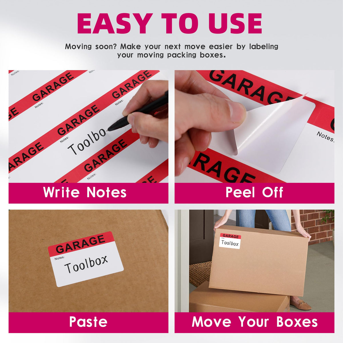 Color Coded Writable Moving Box Labels Household Packing Classification 1200