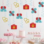 Veterinarian Hanging Swirl Decor Vet Graduation Foil Swirls Ceiling Decorations Vet Tech Week Backdrop Veterinary Party Decorations Red Blue Glitter