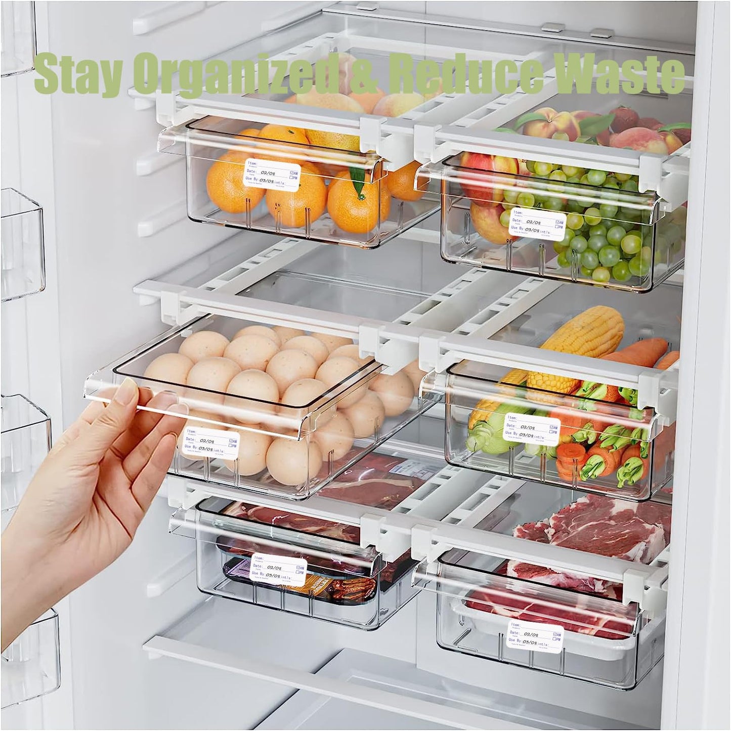 Labels for Food Containers, Kitchen Labels, 2x1 Inch Food Labels Stickers, Freezer Labels to Write On, Removable Labels Tape for Food Storage, Bottle Labels (Green, 500pcs) Green
