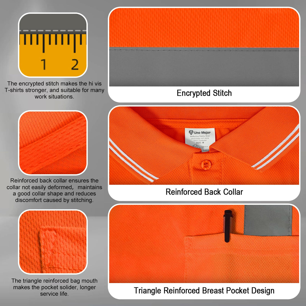 Hi Vis Polo Shirts for Men Construction Class 2 High Visibility Shirts, Reflective Safety T-Shirts for Men Women, Short Sleeve Work Shirts, Breathable, UPL-Orange XL 1pc Orange X-Large