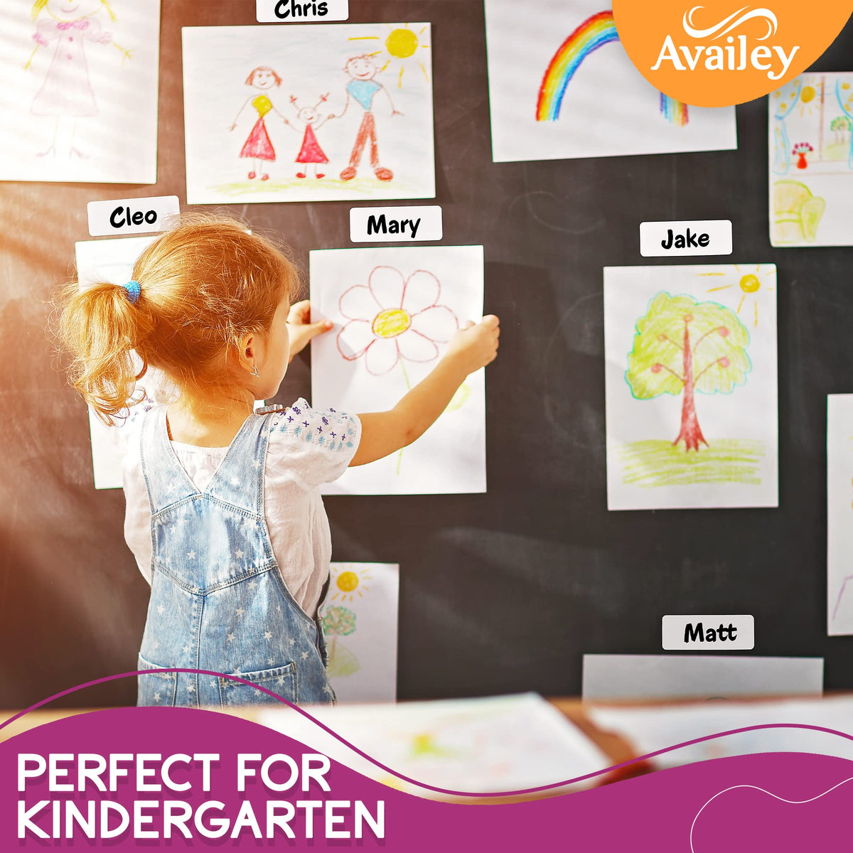 Availey 72 Pcs Magnetic Dry Erase Labels - 32 Pieces of 4 x 1.8 and 40 Pieces of 3 x 2 with Full White Front