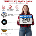 TRADESAFE Chock Your Wheels Sign, Aluminum Notice Sign Drivers Chock Your Wheels