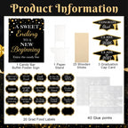 Spakon 24 Pcs Grad Candy Buffet Labels with Stand, Table Signs, Black Gold