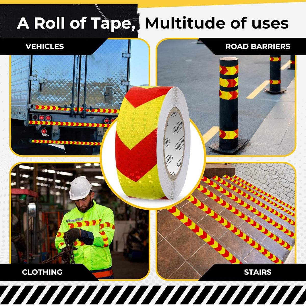 DOT C2 Safety Reflective Tape 2IN x 100 FT - Outdoor Waterproof Conspicuity Tape - Arrow Reflector Tape for Trailers, Vehicles, Boats - Strong Reflective Safety for Caution Warning Signs