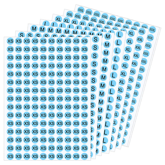 Wisdompro 4200 PCS Clothing Size Stickers, 1/2 inch Round Self Adhesive Apparel Size Labels Stickers for Clothing T Shirt Trousers Skirt Retail, 7 Sizes (XS, S, M, L, XL, XXL, XXXL)