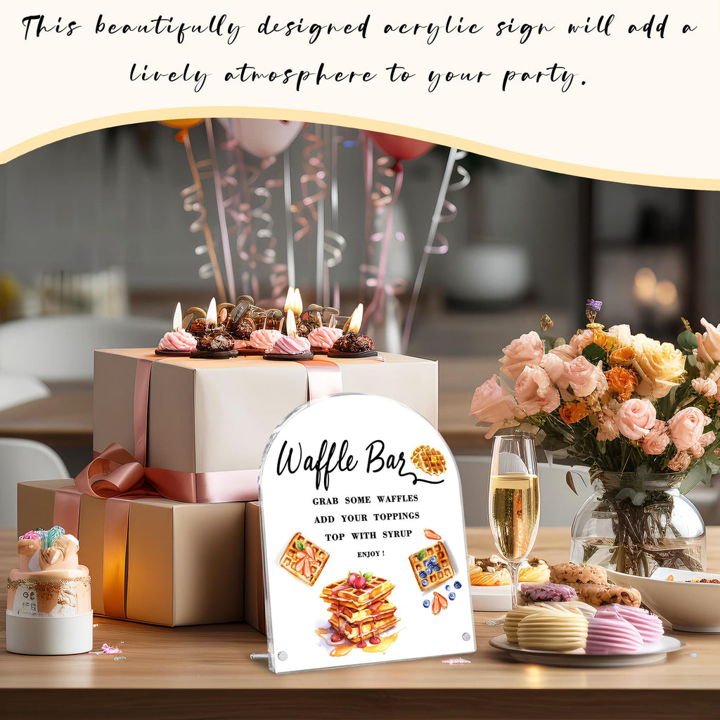 Waffle Bar Sign, Acrylic Signs for Baby Shower Gender Reveal Bridal Shower Wedding Birthday Party, Dessert Bar Sign Reception Supplies dark brown