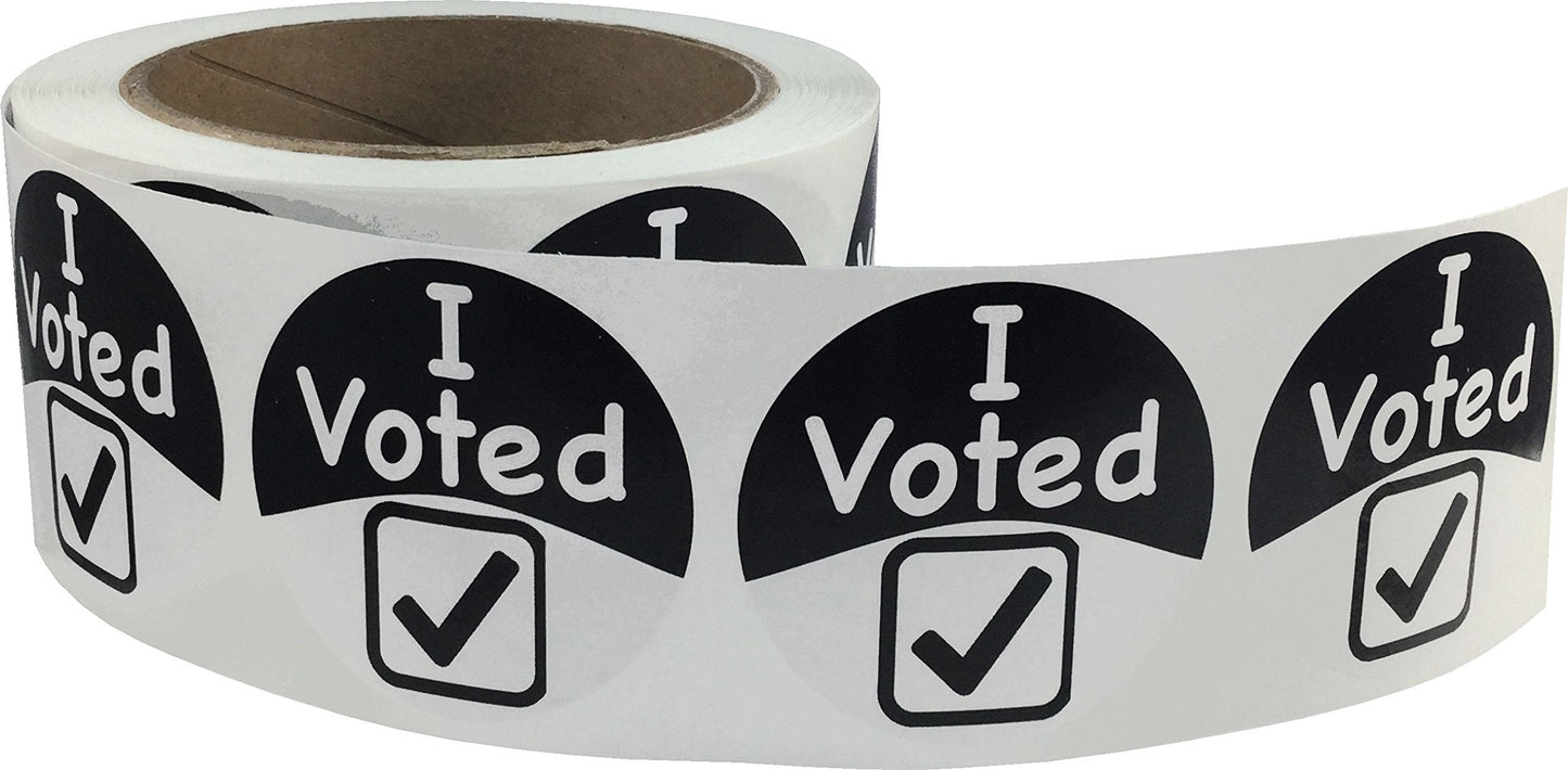 InStockLabels I Voted Black-and-White Circle Stickers, 2-Inch Round Labels, Pack of 500