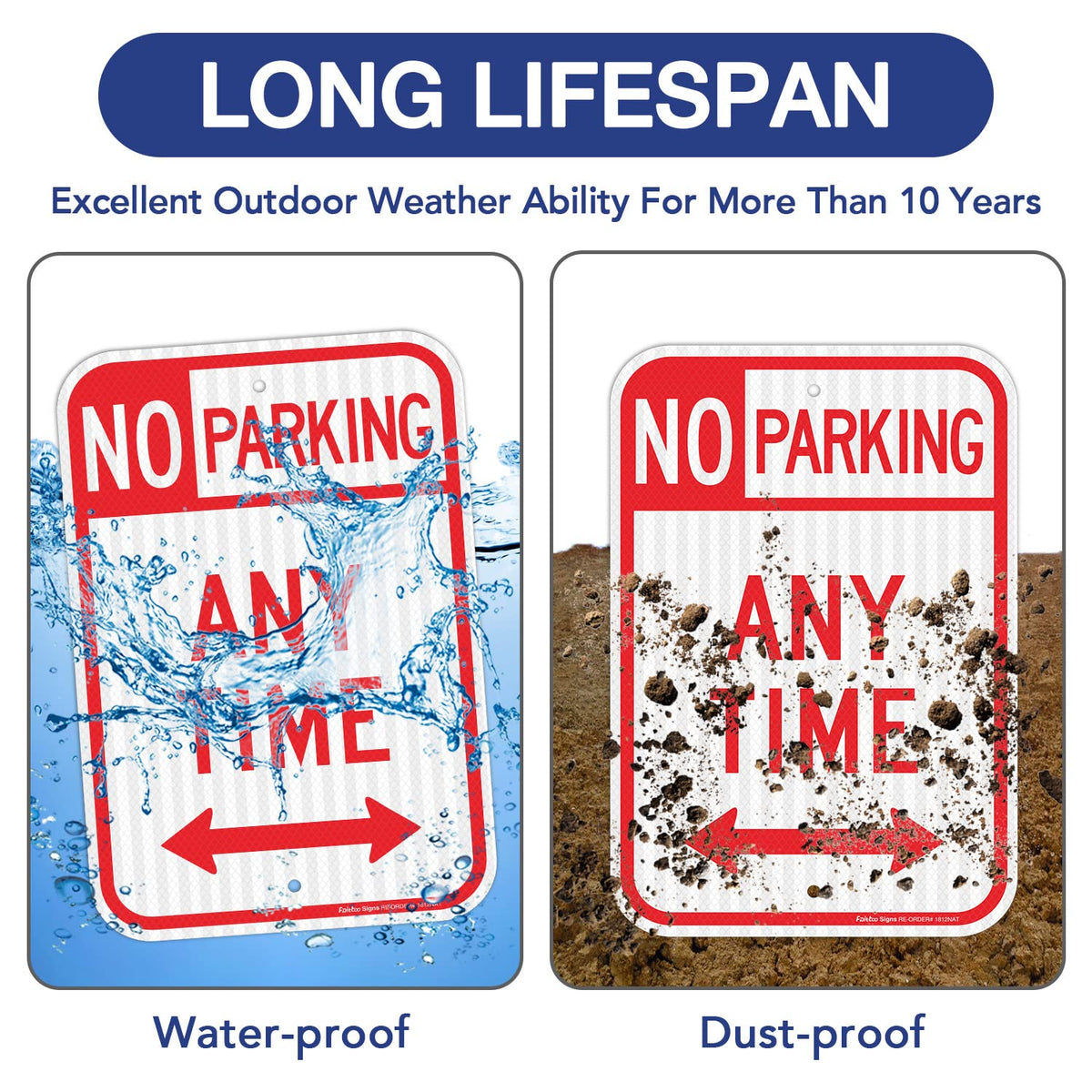 2 Pack No Parking Anytime Sign with Arrows, No Parking Sign, 18 x 12 Inches Engineer Grade Reflective Sheeting Rust Free Aluminum, Weather Resistant, Waterproof, Durable Ink, Easy to Mount Red-No Parking Anytime-2 Pack