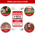 (2 Pack) No Dumping Signs, Property Protected by Video Surveillance Sign