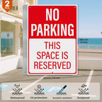 2 Pack No Parking This Space Is Reserved Sign 10 × 14 Inches
