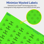 Avery Printable Rectangle Labels, Sure Feed Technology, 2/3" x 1-3/4", Neon Green Labels, Print-to-The-Edge, Laser/Inkjet Printable, 880 Total, Great for Product Merchandising and Jars 880 labels