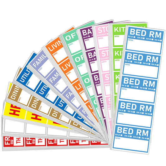 STARLIBOO 2''x 3'' Removable Home Moving Packing Box Labels, Waterproof 12 Designs Color-Coded Home Moving Stickers Including Fragile/Heavy/Blank Labels (300 Labels) 12 Colors--300 Labels 2*3 inch
