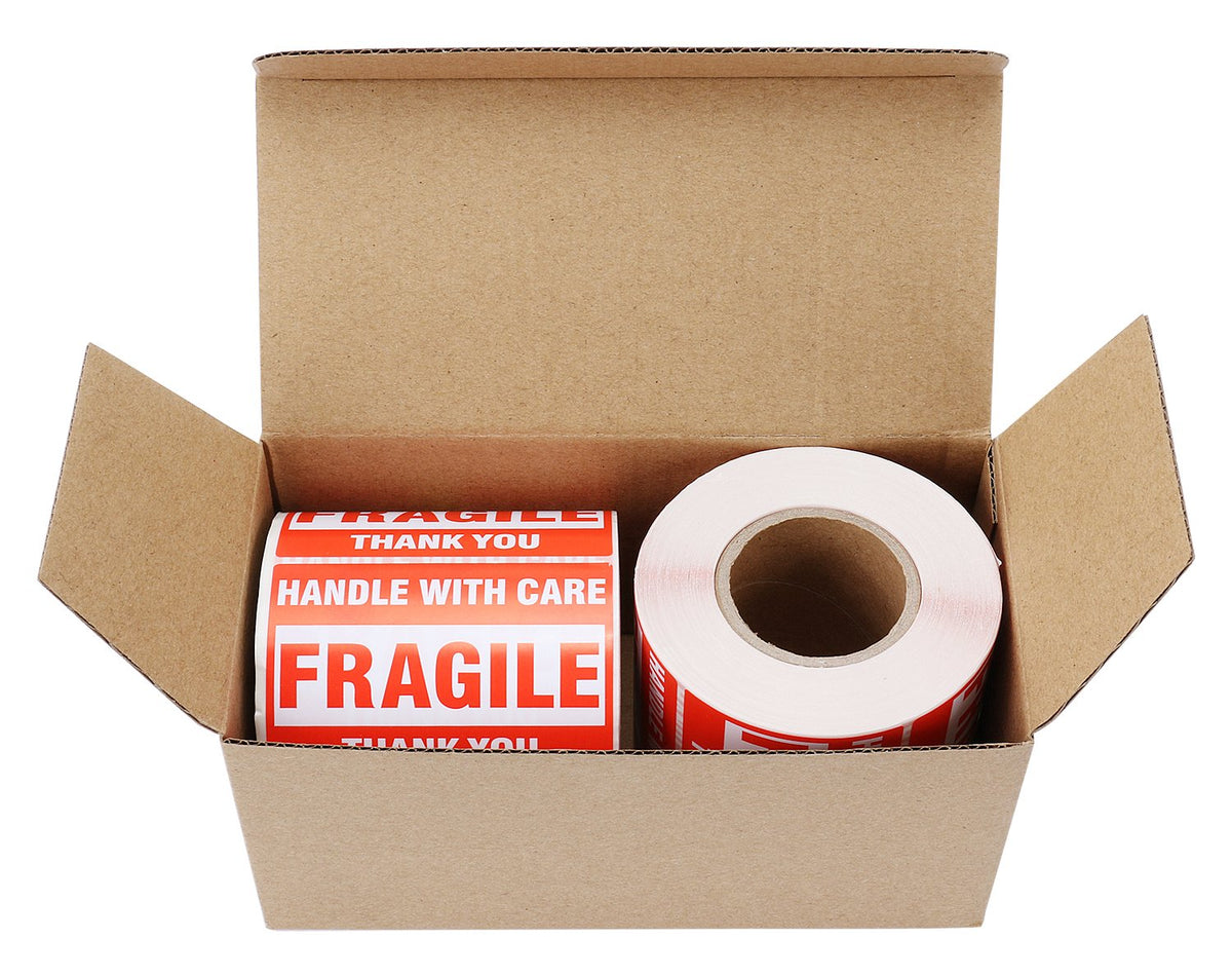 [2 Rolls, 1000 Labels] 2" x 3" Fragile Stickers Handle with Care Warning Packing/Shipping Labels - Permanent Adhesive 2 Rolls