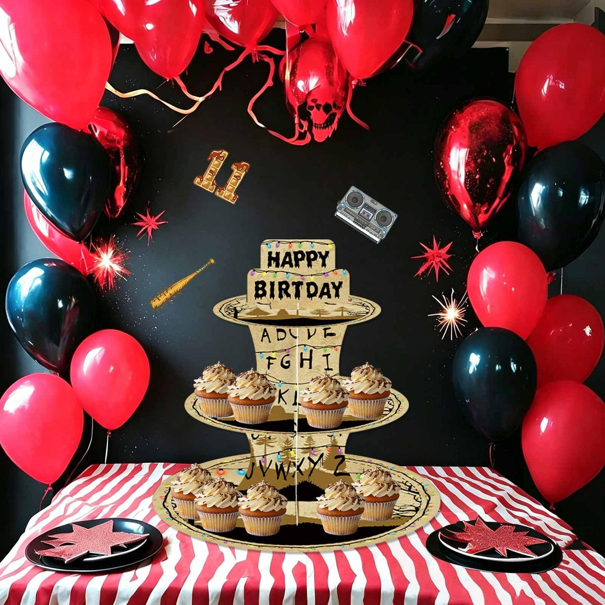 Horror Themed Birthday Party Cupcake Stands Cake Tower