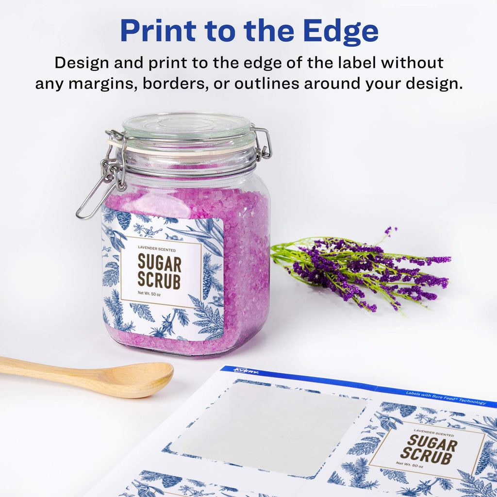 Avery® Printable Durable White Rectangle Labels, Sure Feed® Technology, 4.75" x 3.75", Print-to-the-Edge, Waterproof Labels, Laser & Pigment-Based Inkjet Compatible, 100 Total 100 labels