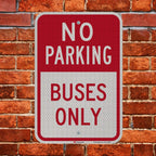 SmartSign - K-5443-HI-12x18 "No Parking - Buses Only" Sign | 12" x 18" 3M High Intensity Grade Reflective Aluminum Red on White