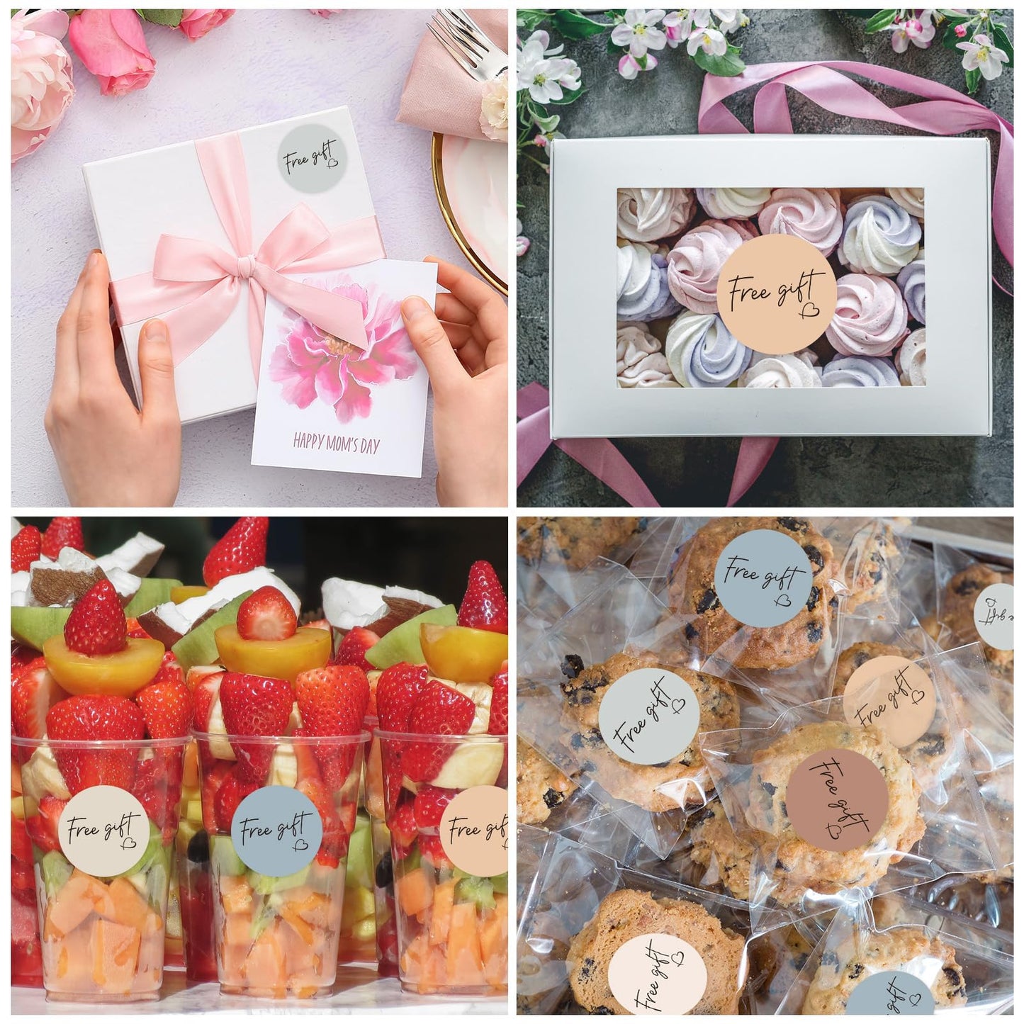 Whaline 1000Pcs Boho Gift Sticker Roll Morandi Style Self-Adhesive Gift Heart Stickers for Small Business 1.5 Inch Simple Elegant Round Seal Sticker Label for Envelopes Sealing Party Favor