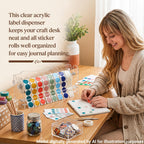Adjustable Label Dispenser, 9 Disks Acrylic Roll Sticker Dispenser