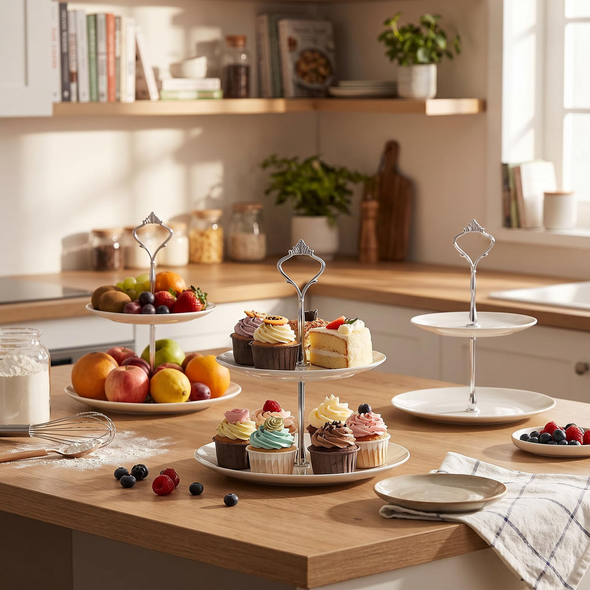 Sturdy 2 Tier Cake Stand Handle, 3 Set