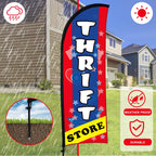 Buryeah 2 Sets Thrift Store Feather Flag with Pole Kit & Carry Bag