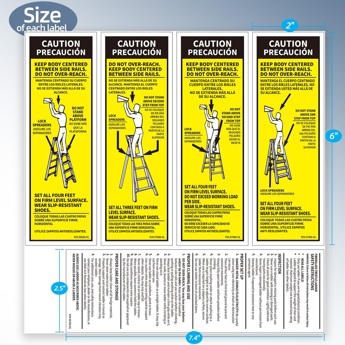 Step Ladder Safety Label Extension Ladder Stickers Replacement Label Kit Compatible with Ladder Inspection Stickers for Werner Fiberglass Extension Ladders (Pack of 10 Sets)