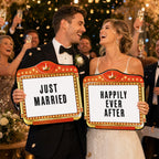 Wedding Bottle Service Sign Set - 4 Pack Bottle Service Signs with 8 Sheets Letters Sticker and 2 Pcs Pens, Photo Booth Props Wedding Entrance Sign for Bridal Party Nightclub Event Supplies