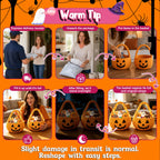 2Pcs Halloween Trick or Treat Basket with LED String Lights - Orange Orange+light