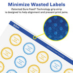 Avery® Matte White Removable Starburst Labels, Sure Feed® Technology, Print-to-The-Edge, 3", 90 Removable Labels, Laser/Inkjet Printable 90 labels