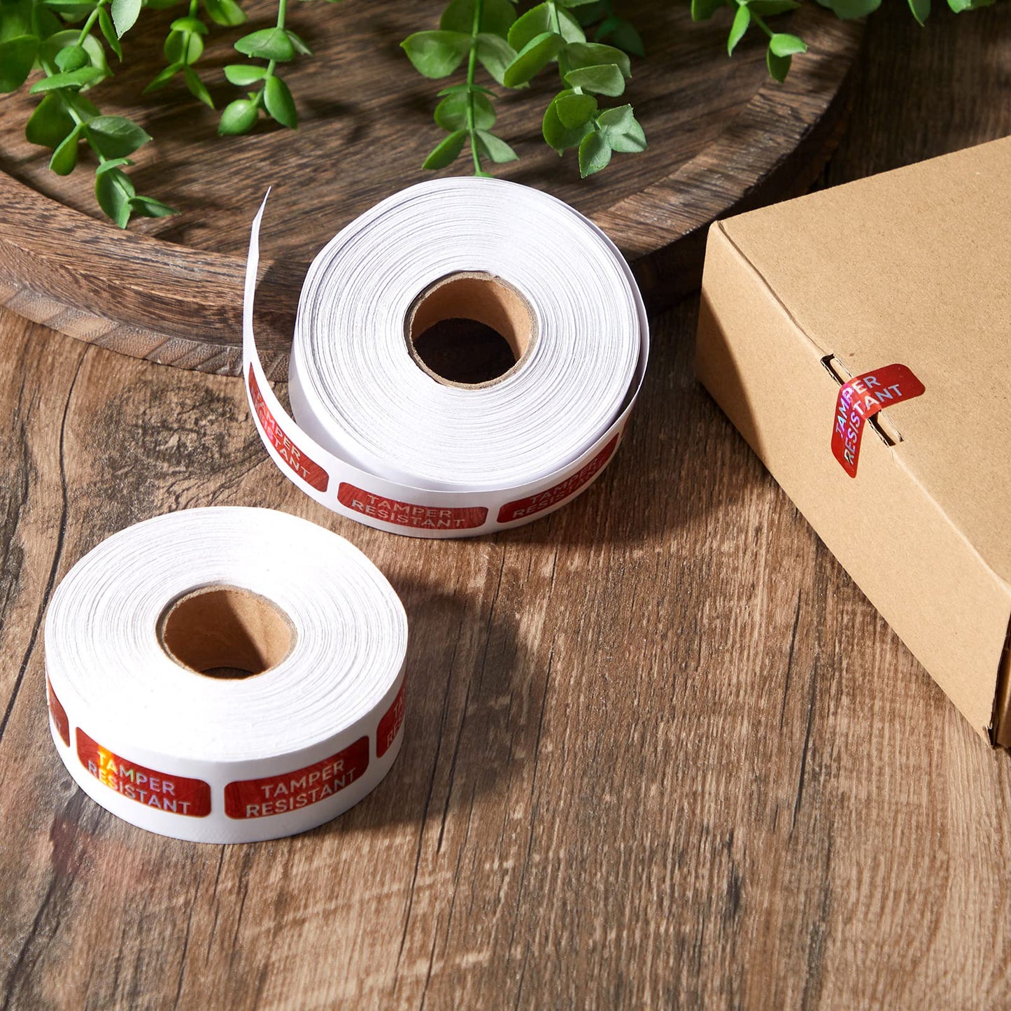 Gueevin 1000 Pcs Tamper Resistant Metallic Labels Adhesive Stickers, 0.5 x 1.5 Inches Tamper Evident Tape Holographic Seal for Box Mailing Packaging Sealing Delivery Office Home Supplies