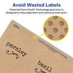 Avery® Kraft Brown Round Labels, Sure Feed® Technology, 2.5" Diameter, 225 Kraft Brown Labels, Print-to-The-Edge, Laser/Inkjet Printable 225 labels